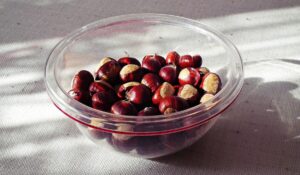 chestnuts, fruits, bowl of chestnuts